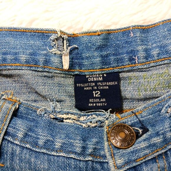 Y2K Custom Painted Distressed Bleached Denim Jeans Wearable Art Wings-Roses 12 - Picture 6 of 12